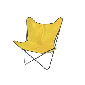 fauteuil bkf jaune déco vintage cuir jaune